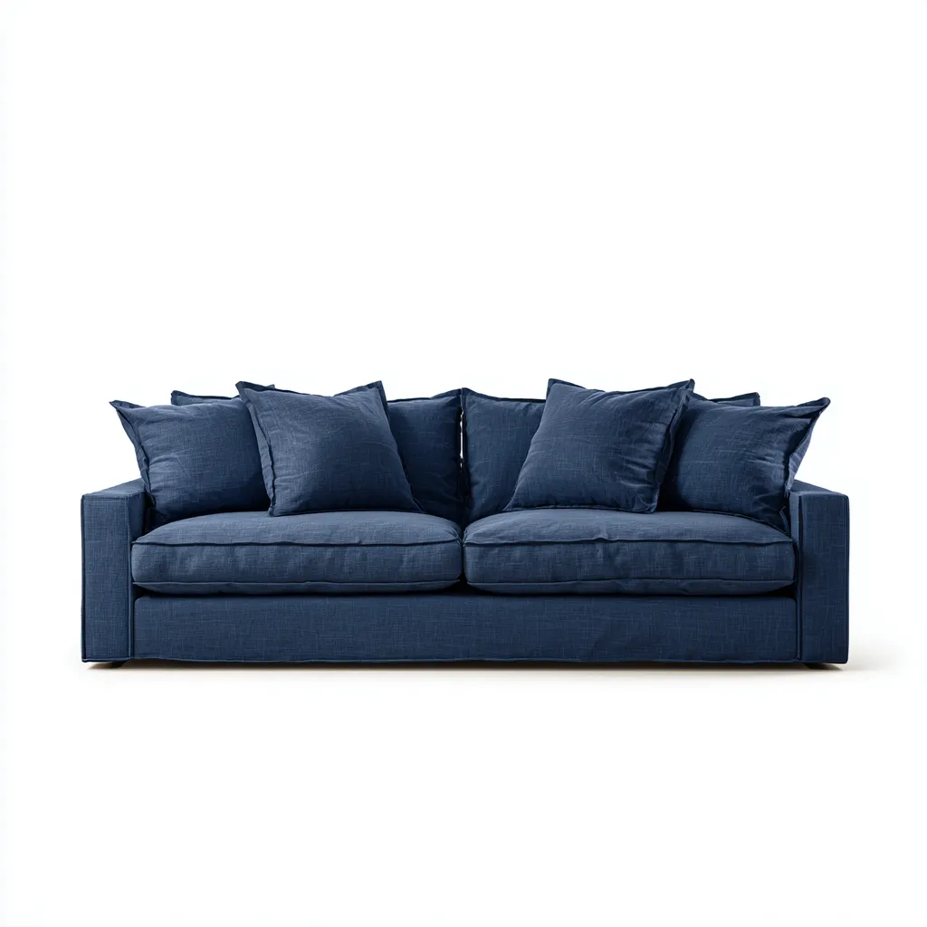 Zweisitzer-Sofa Leinen 180x90x85 cm - dunkelblau - modernes Design mit abnehmbaren Kissen für Wohnzimmer-Villaare