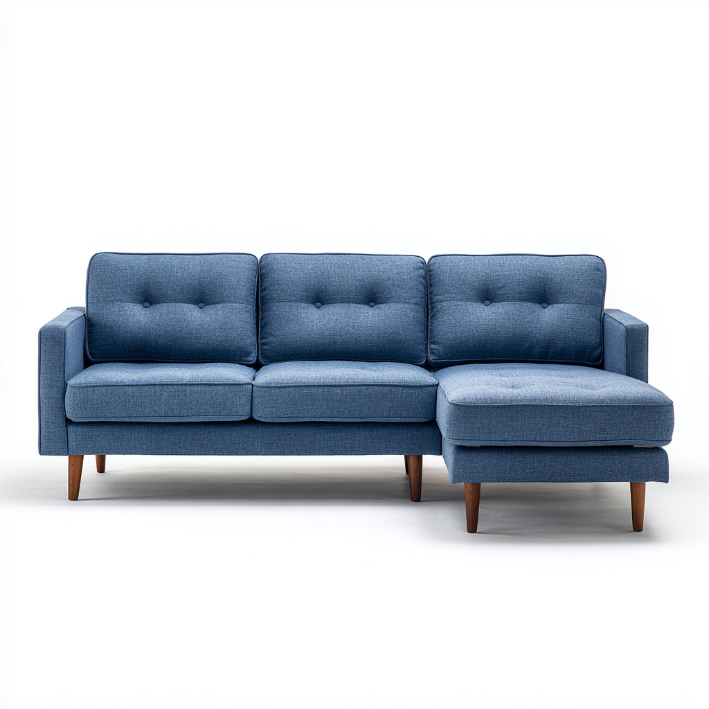 Ecksofa Stoff 250x155x85 cm - blau - skandinavisches Design - geeignet für Wohnzimmer