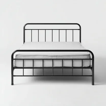 Doppelbett Metall 200x180x95 cm - schwarz - mit Kopf- und Fußteil im Gitterdesign - industrieller Stil für Schlafzimmer-Villaare