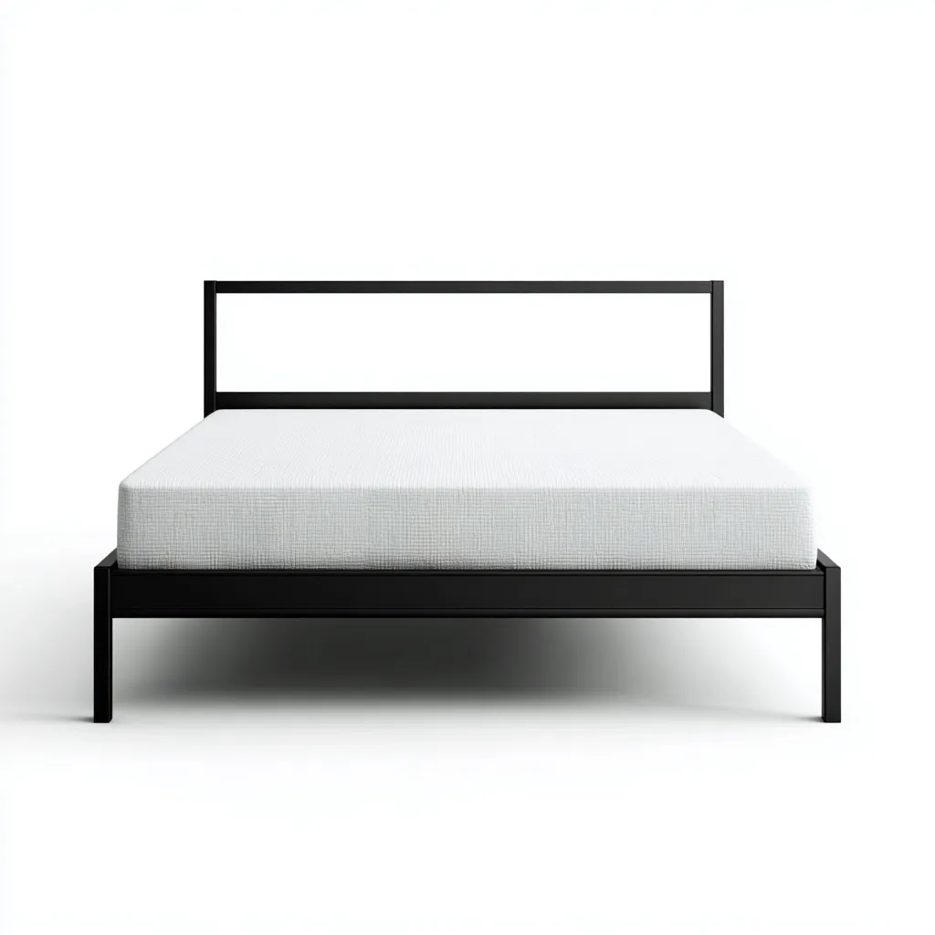 Doppelbett Metall 200x180x90 cm - schwarz - mit minimalistischem Rahmen und offenem Kopfteil - modern für Schlafzimmer-Villaare