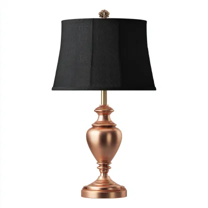 Tischlampe Metall 58x28 cm Schwarz/Kupfer - Klassisches Design mit Stoffschirm - Für Wohnzimmer/Schlafzimmer-Villaare