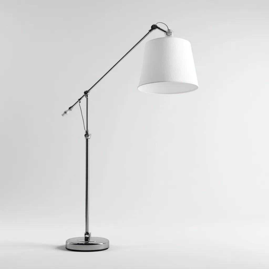 Stehlampe aus Metall 160x30 cm - silber/weiß - modernes Design mit verstellbarem Arm für Lese- und Arbeitsbereich-Villaare