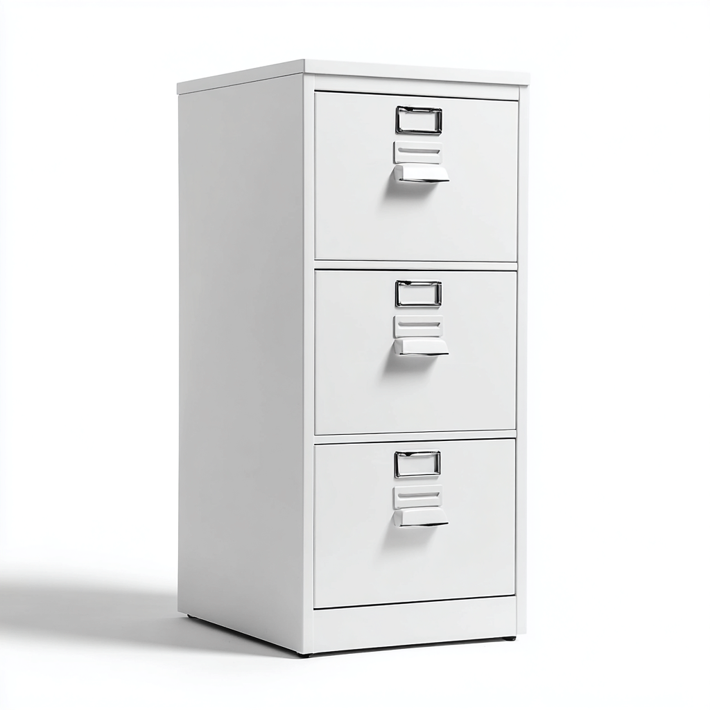 Aktenschrank Metall 45x62x132 cm - weiß - modernes Design mit 3 Schubladen für Büro und Arbeitszimmer-Villaare