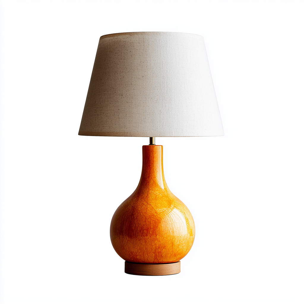 Tischlampe aus Keramik 50x28 cm - orange/beige - modernes Design - ideal für Wohnzimmer und Schlafzimmer-Villaare