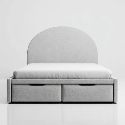 Doppelbett Stoff 200x180x95 cm - hellgrau - mit Stauraum und rundem Kopfteil - modern für Schlafzimmer-Villaare