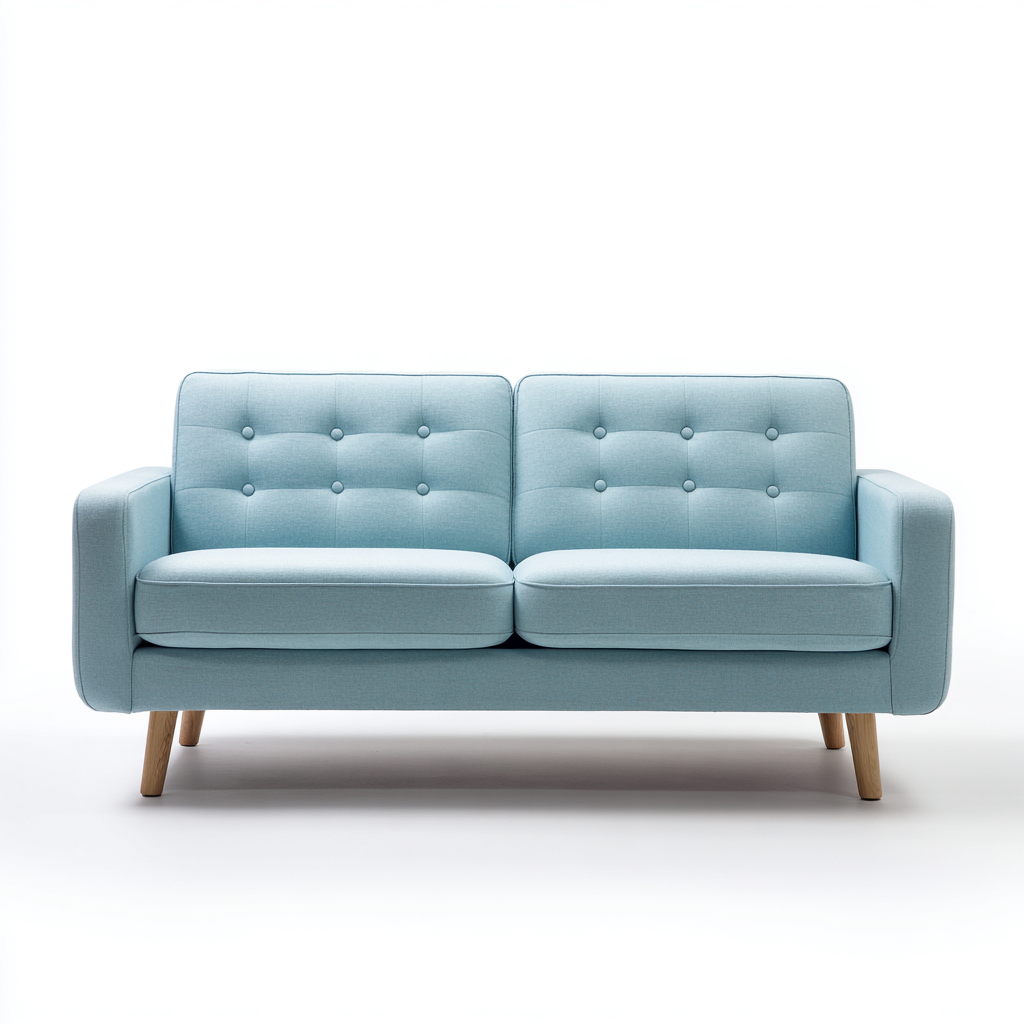 Zweisitzer-Sofa Stoff 165x80x82 cm - hellblau - skandinavisches Design mit Knopfheftung für Wohnzimmer-Villaare