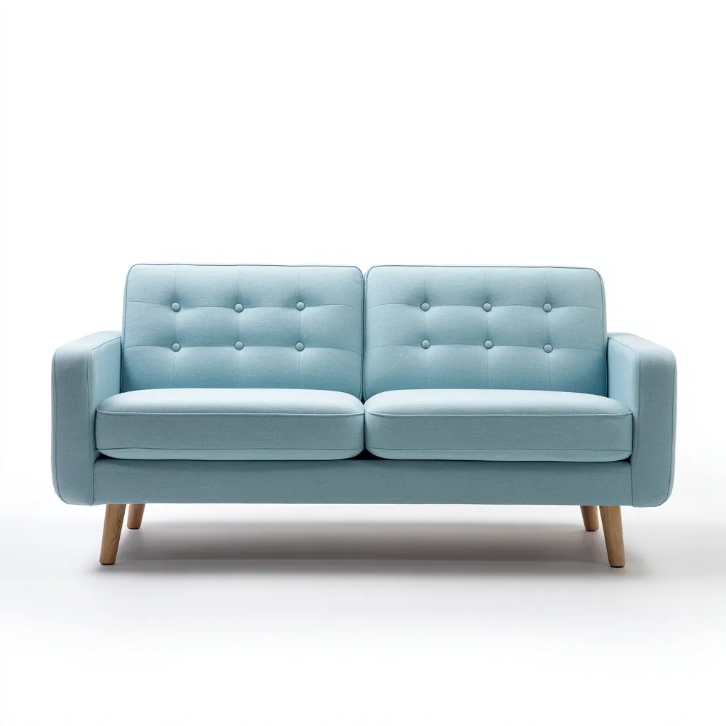 Zweisitzer-Sofa Stoff 165x80x82 cm - hellblau - skandinavisches Design mit Knopfheftung für Wohnzimmer-Villaare