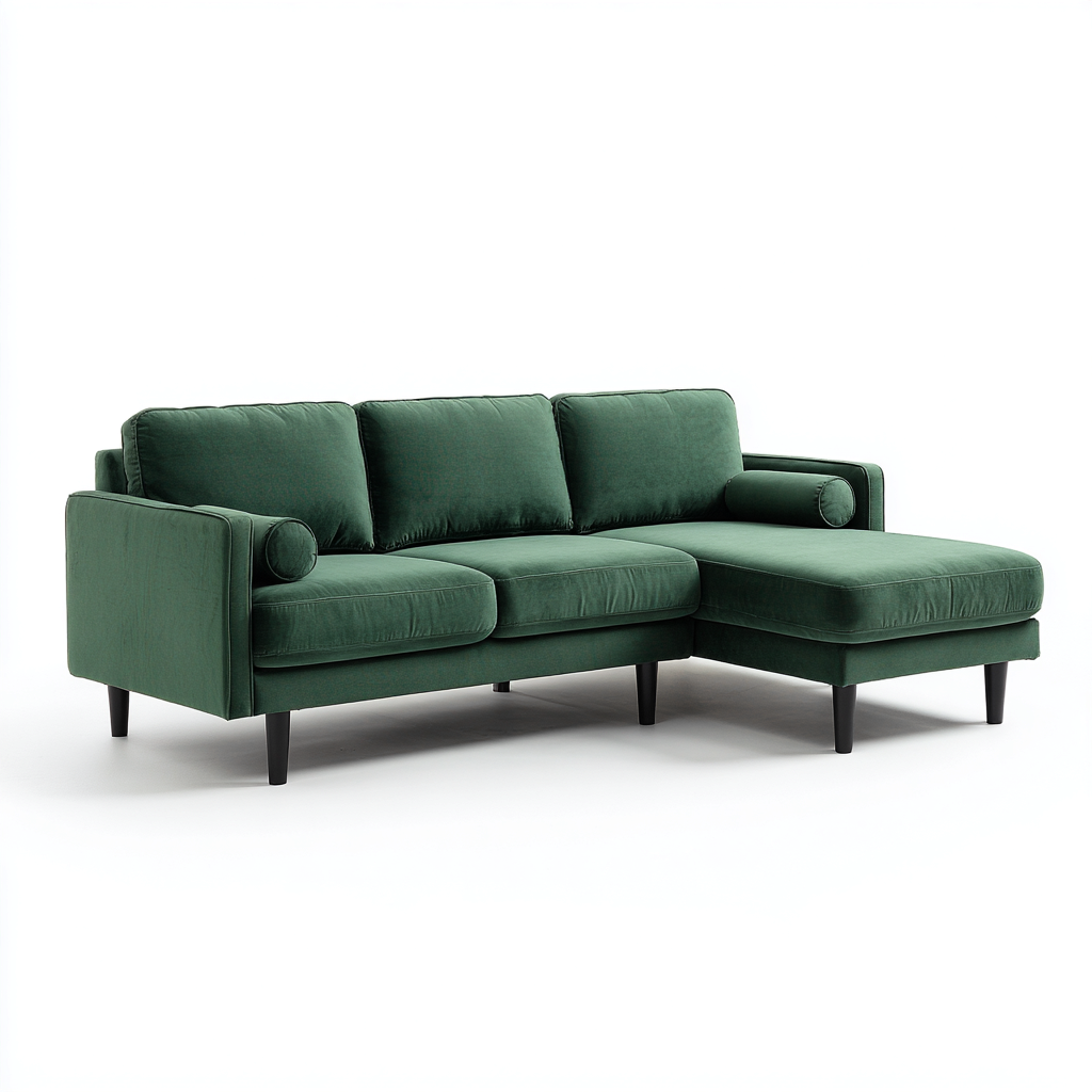 Ecksofa Stoff 250x150x85 cm - dunkelgrün - modernes Design - geeignet für Wohnzimmer