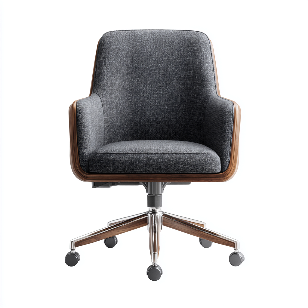 Bürostuhl Stoff/Holz 70x72x98 cm Dunkelgrau/Walnuss - Mit Armlehnen und Polsterung - Höhenverstellbar und drehbar - Modernes Design für Büro oder Homeoffice-Villaare