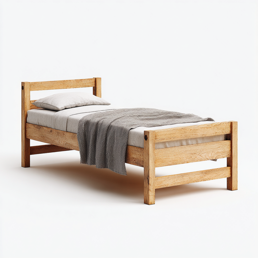 Einzelbett Massivholz 200x90x80 cm - Natur - Für Schlafzimmer - Klassisches Design