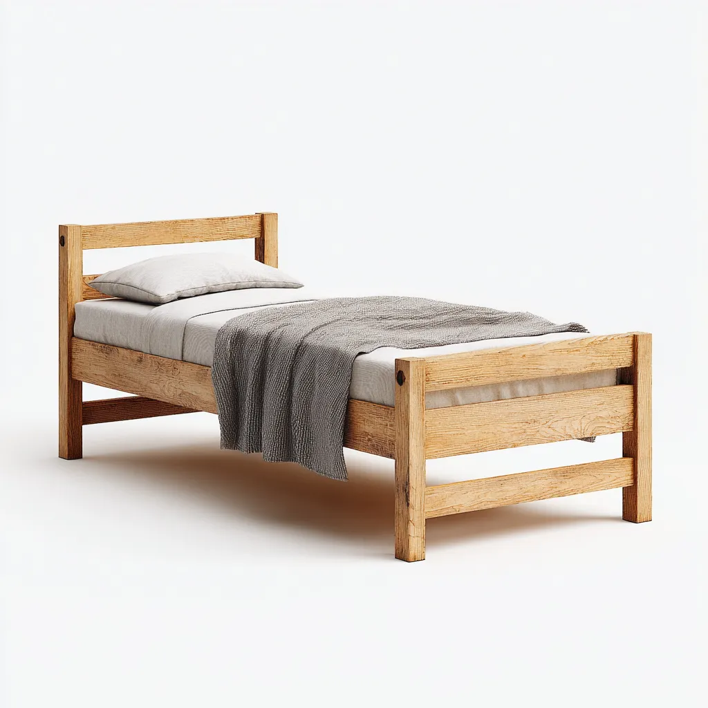 Einzelbett Massivholz 200x90x80 cm - Natur - Für Schlafzimmer - Klassisches Design