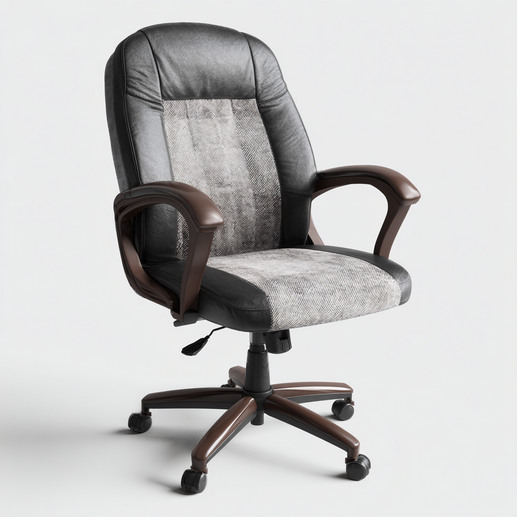 Bürostuhl Kunstleder/Gewebe 68x70x112 cm Schwarz/Grau - Mit Armlehnen und Polsterung - Höhenverstellbar und drehbar - Ergonomisches Design für Büro oder Homeoffice-Villaare