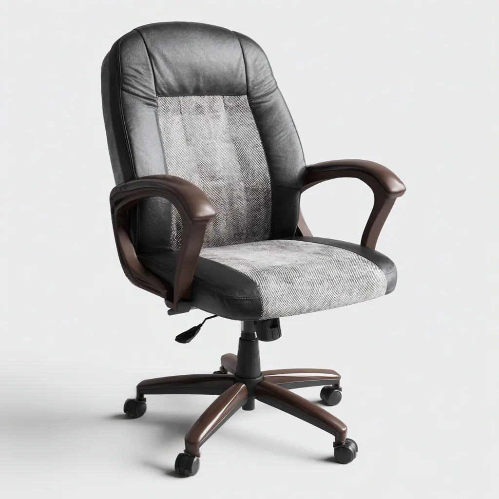 Bürostuhl Kunstleder/Gewebe 68x70x112 cm Schwarz/Grau - Mit Armlehnen und Polsterung - Höhenverstellbar und drehbar - Ergonomisches Design für Büro oder Homeoffice-Villaare