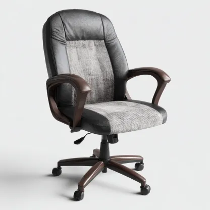 Bürostuhl Kunstleder/Gewebe 68x70x112 cm Schwarz/Grau - Mit Armlehnen und Polsterung - Höhenverstellbar und drehbar - Ergonomisches Design für Büro oder Homeoffice-Villaare