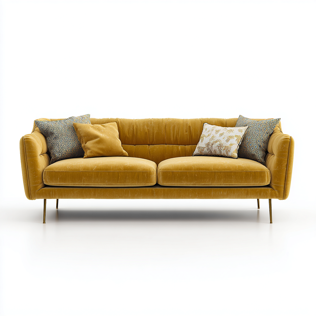 Zweisitzer-Sofa Samt 180x85x82 cm - senfgelb - modernes Design mit Metallfüßen für Wohnzimmer