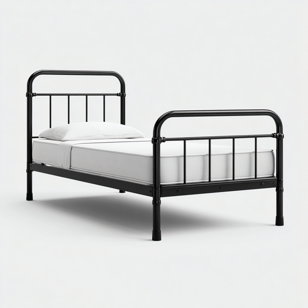 Einzelbett Metall 200x90x95 cm - Schwarz - Klassisches Design für Schlafzimmer