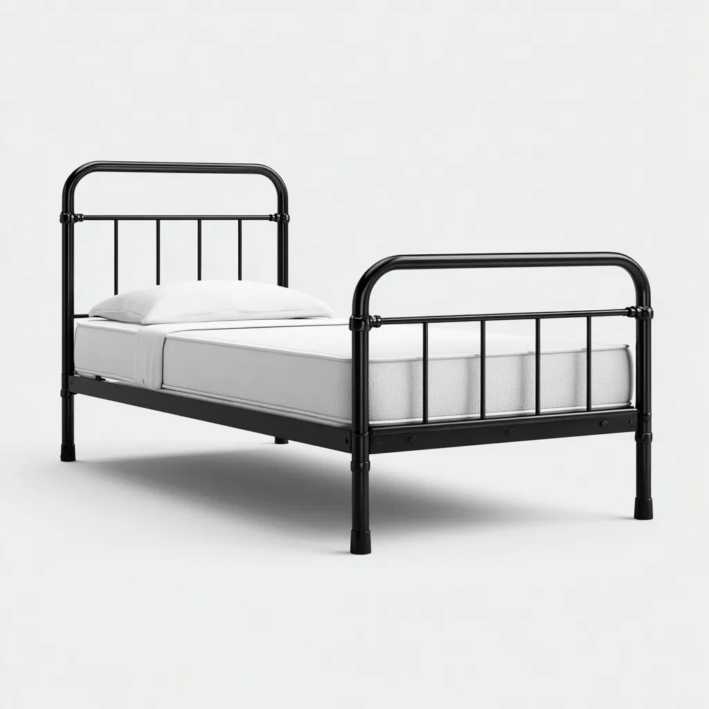 Einzelbett Metall 200x90x95 cm - Schwarz - Klassisches Design für Schlafzimmer