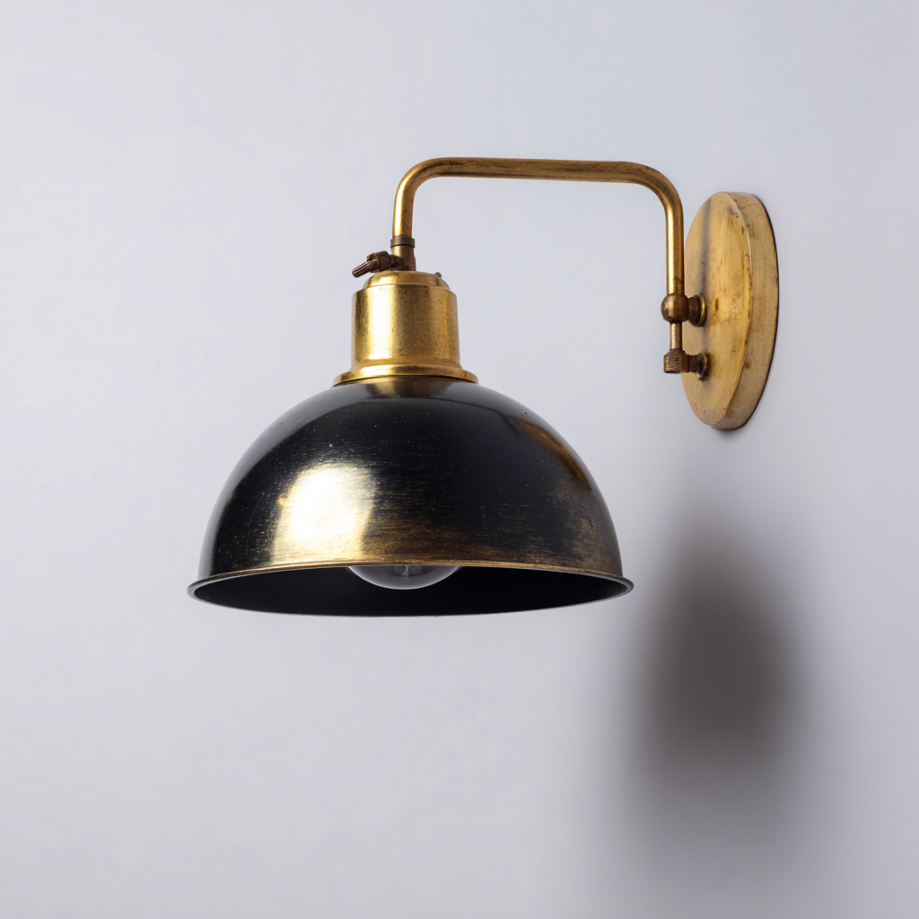 Wandleuchte Metall 23x17 cm - Schwarz Gold - Vintage Design - Für Wohnzimmer und Flur