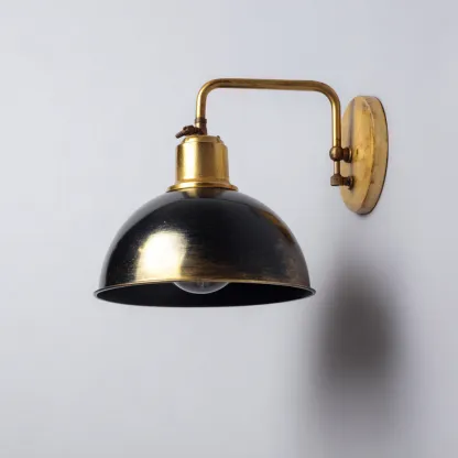 Wandleuchte Metall 23x17 cm - Schwarz Gold - Vintage Design - Für Wohnzimmer und Flur