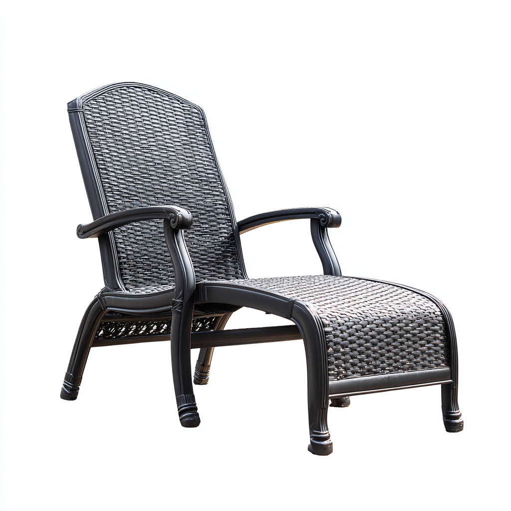 Gartenliege Polyrattan mit Aluminiumrahmen 190x65x95 cm - Schwarz - Ergonomische Form im klassischen Design für den Außenbereich-Villaare