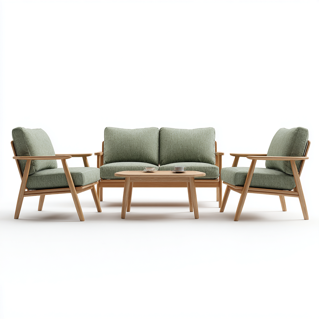 Gartensofa-Set Massivholz mit Stoffpolsterung 160x75x70 cm - Hellgrün - Skandinavisches Design für den Außenbereich-Villaare