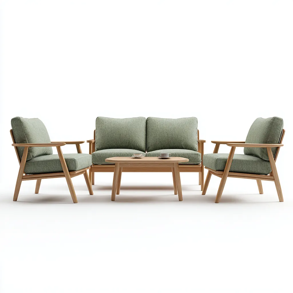 Gartensofa-Set Massivholz mit Stoffpolsterung 160x75x70 cm - Hellgrün - Skandinavisches Design für den Außenbereich-Villaare