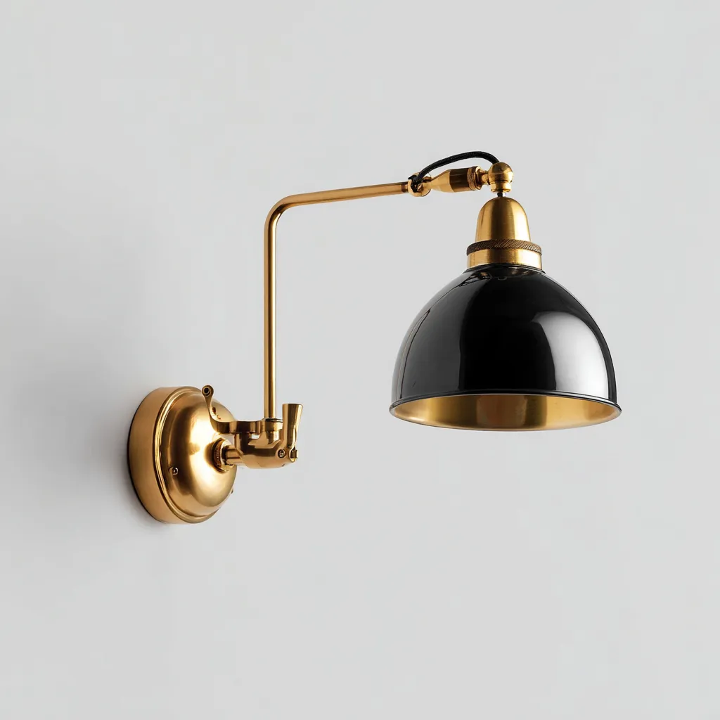 Wandleuchte Metall 24x18 cm - Schwarz Gold - Industrielles Design - Für Wohnzimmer und Büro