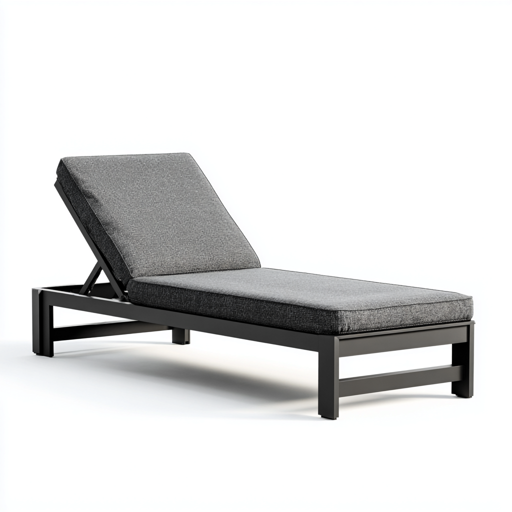 Gartenliege Aluminium mit Stoffpolsterung 200x70x90 cm - Schwarz/Grau - Verstellbare Rückenlehne im klassischen Design für den Außenbereich-Villaare