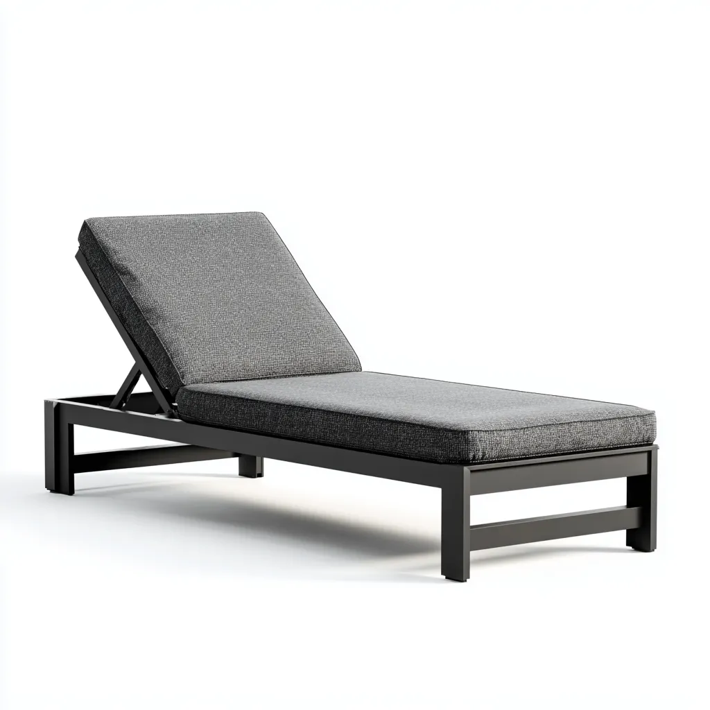 Gartenliege Aluminium mit Stoffpolsterung 200x70x90 cm - Schwarz/Grau - Verstellbare Rückenlehne im klassischen Design für den Außenbereich-Villaare