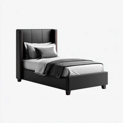 Einzelbett Kunstleder 200x90x110 cm - Schwarz - Für Schlafzimmer - Modernes Design