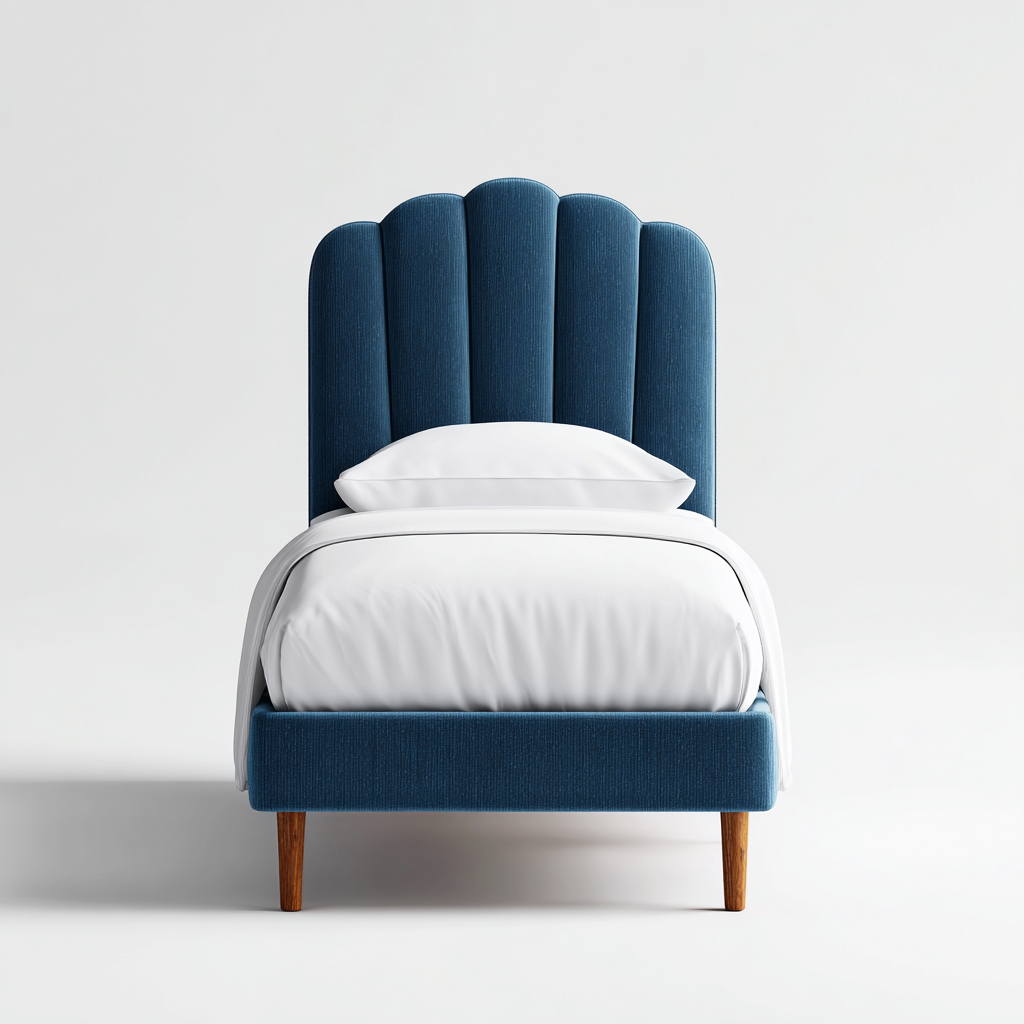 Einzelbett Stoff 200x90x105 cm - Blau - Modernes Design für Schlafzimmer