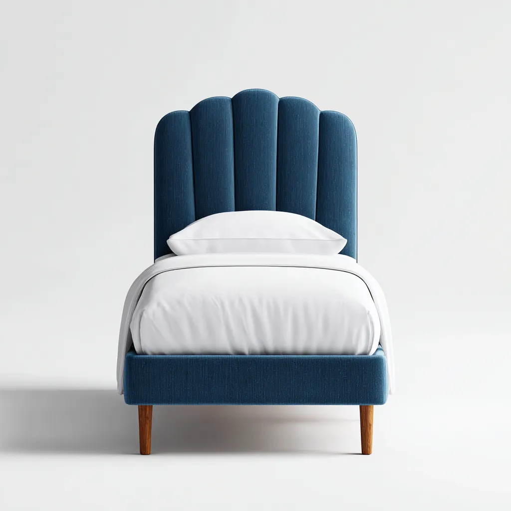 Einzelbett Stoff 200x90x105 cm - Blau - Modernes Design für Schlafzimmer