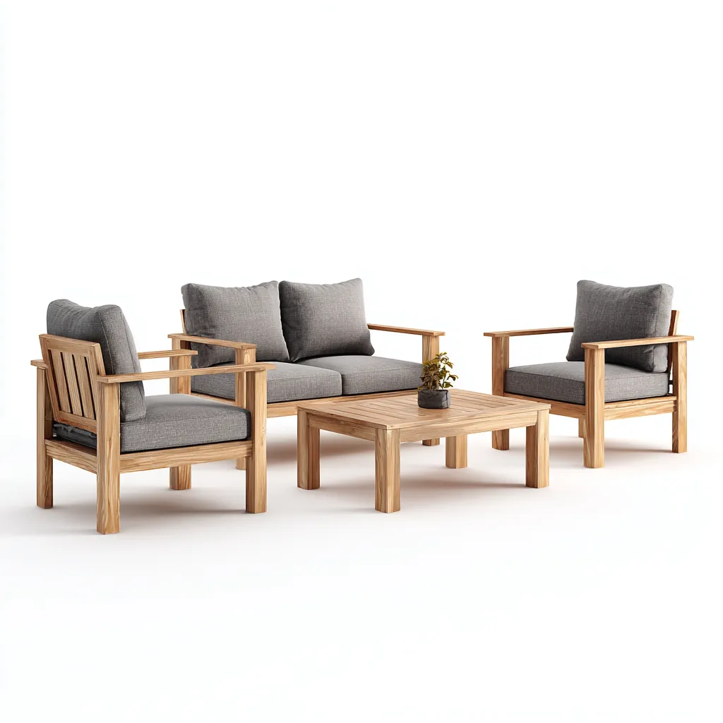 Gartensofa-Set Massivholz mit Stoffpolsterung 160x75x70 cm - Grau - Modernes Design für den Außenbereich-Villaare