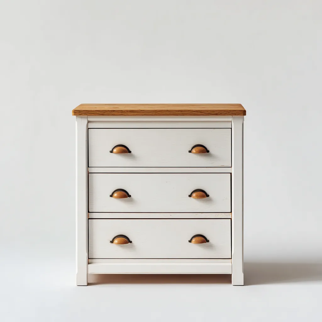 Aktenschrank Holz 80x40x80 cm - weiß/natur - klassisches Design mit 3 Schubladen für Büro und Arbeitszimmer-Villaare