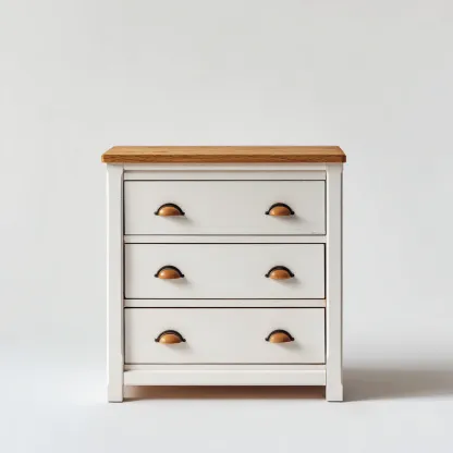 Aktenschrank Holz 80x40x80 cm - weiß/natur - klassisches Design mit 3 Schubladen für Büro und Arbeitszimmer-Villaare