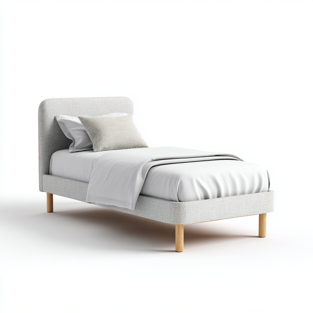 Einzelbett Stoffpolster 200x90x85 cm - Hellgrau - Für Schlafzimmer - Modernes Design
