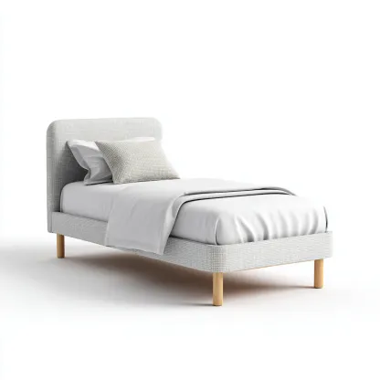 Einzelbett Stoffpolster 200x90x85 cm - Hellgrau - Für Schlafzimmer - Modernes Design