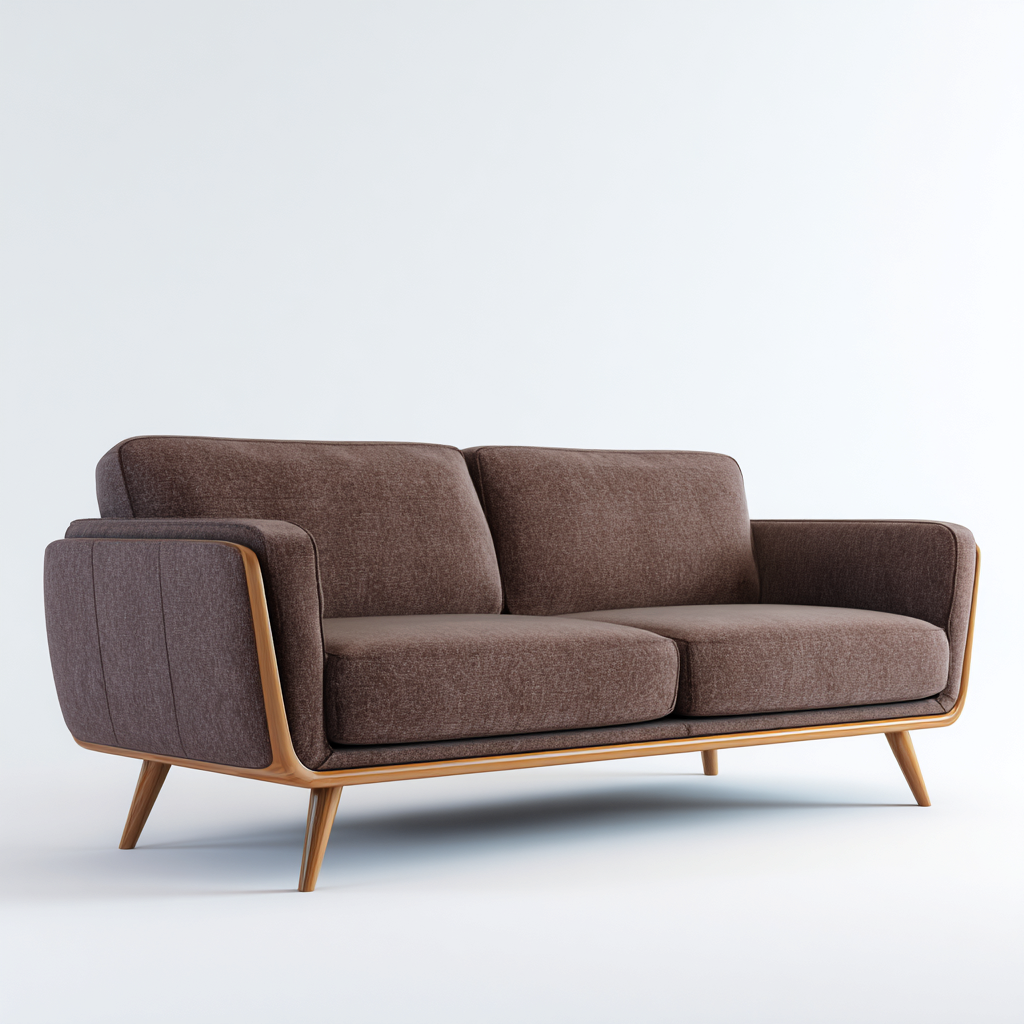 Zweisitzer-Sofa Stoff 165x85x82 cm - braun - skandinavisches Design mit Holzrahmen für Wohnzimmer