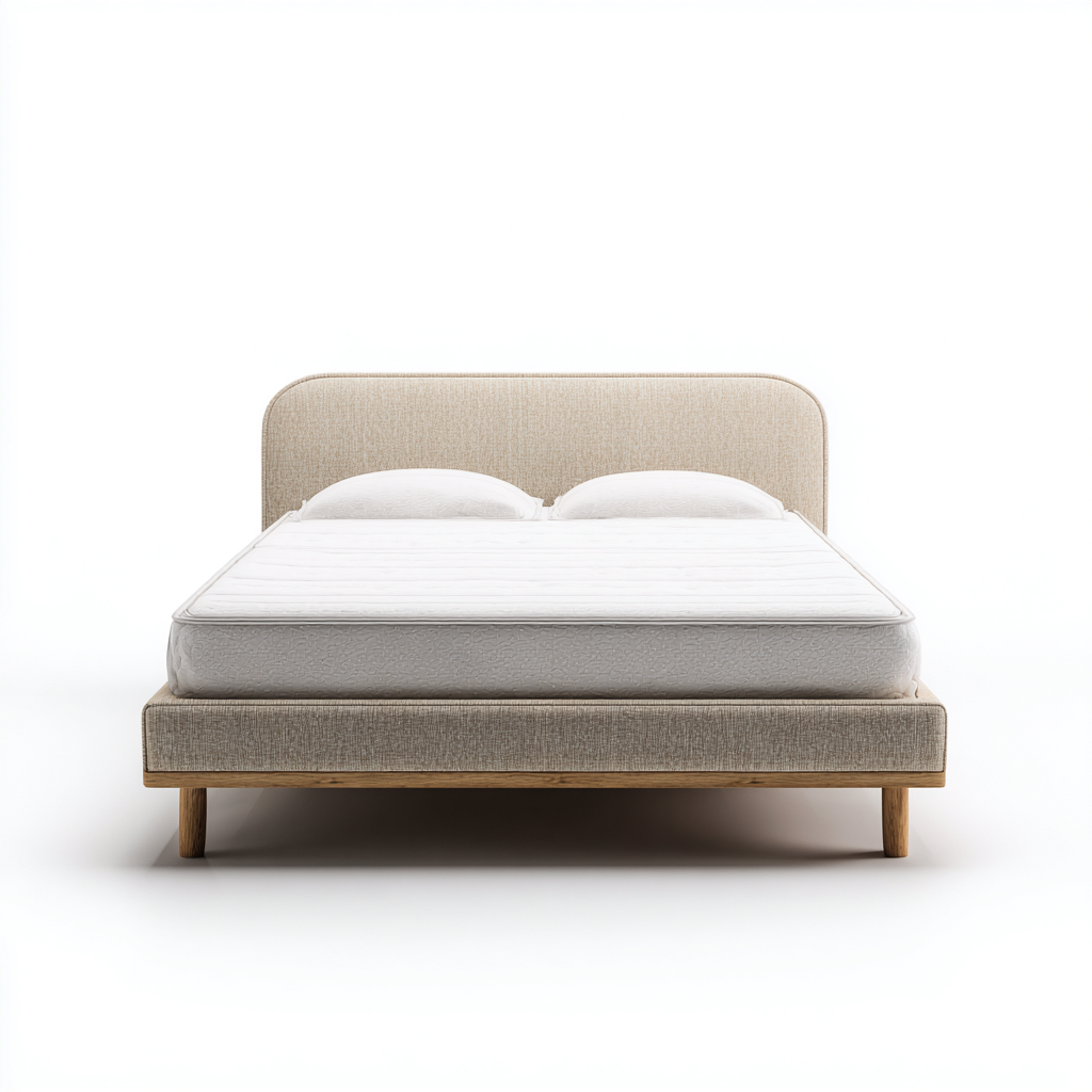 Doppelbett Stoff 200x180x90 cm - beige - mit Massivholzrahmen und gepolstertem Kopfteil - modern für Schlafzimmer-Villaare