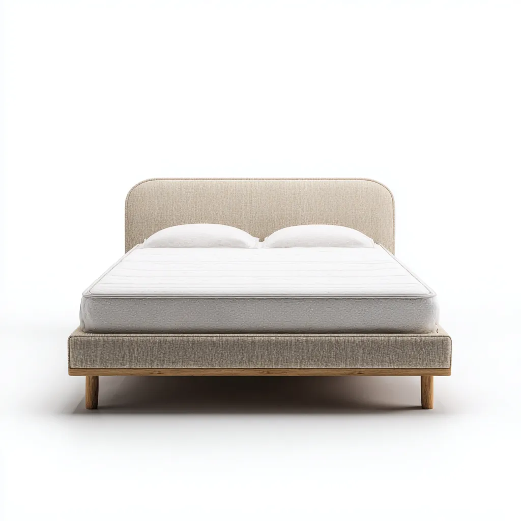 Doppelbett Stoff 200x180x90 cm - beige - mit Massivholzrahmen und gepolstertem Kopfteil - modern für Schlafzimmer-Villaare