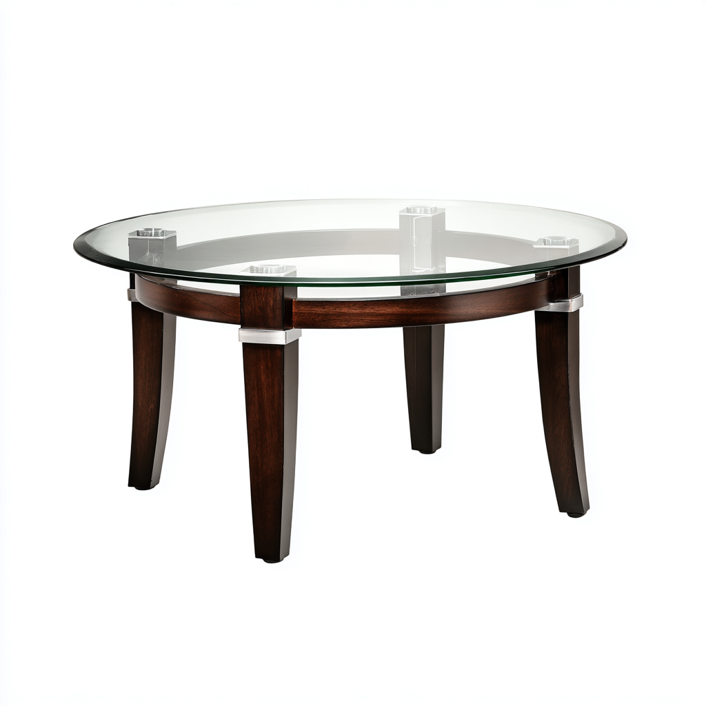 Couchtisch Glas Holz 90x90x45 cm - transparent-dunkelbraun - modern - mit stabiler Glasplatte