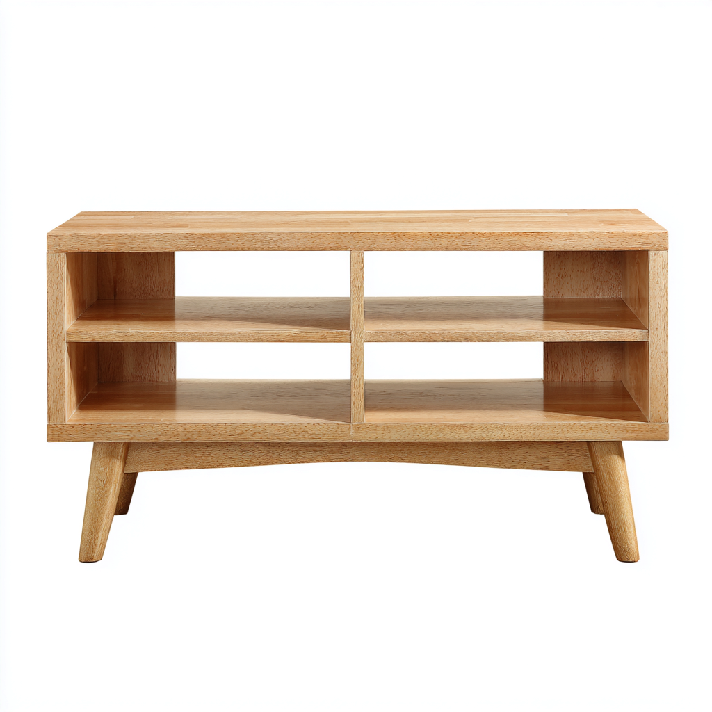 TV-Schrank Holz 100x40x60 cm - Naturholz - Skandinavisches Design mit offenen Fächern