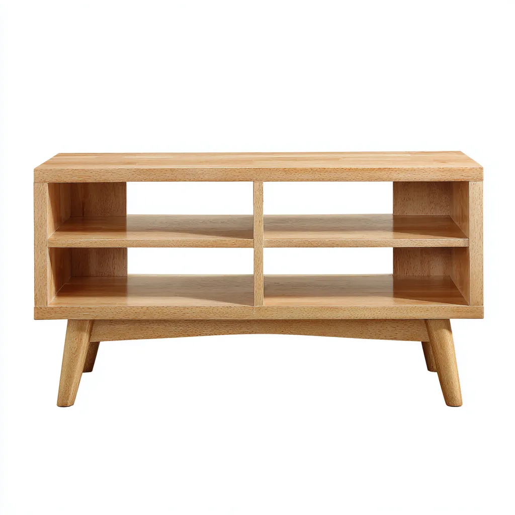 TV-Schrank Holz 100x40x60 cm - Naturholz - Skandinavisches Design mit offenen Fächern