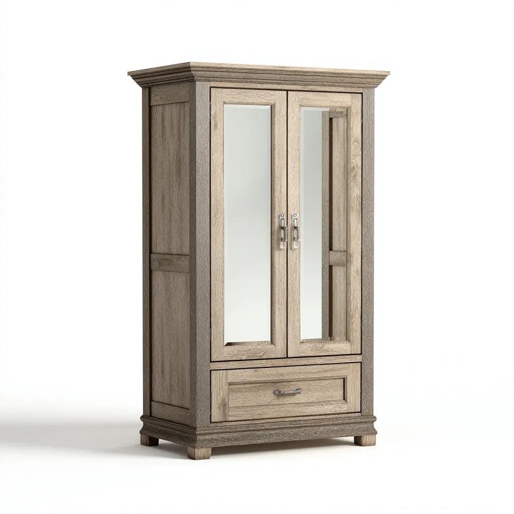 Kleiderschrank aus Holz 95x55x185 cm - Eiche-Grau - klassisches Design mit Spiegel