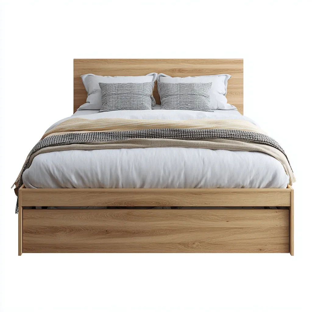 Doppelbett Holz 200x160x95 cm - Eiche hell - mit Stauraumfunktion im modernen Design