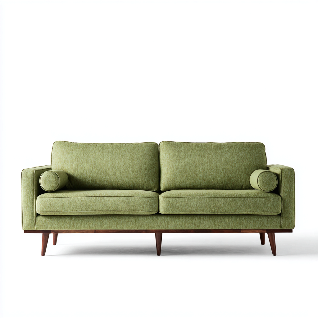 Dreisitzer Sofa Stoff 210x85x80 cm - hellgrün - skandinavisches Retro-Design mit Holzgestell