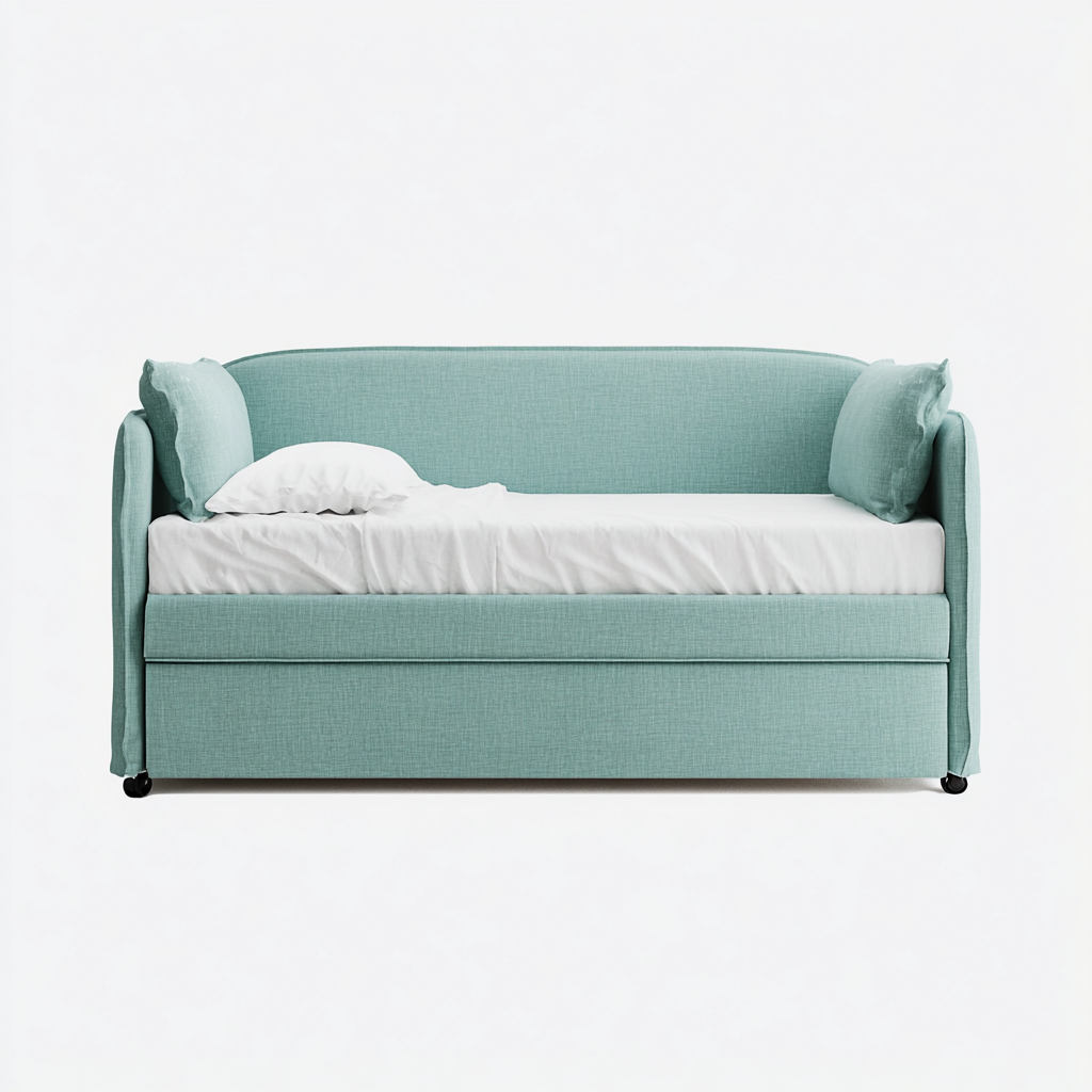 Schlafsofa aus Stoff 200x90x85 cm - hellblau - mit ausziehbarem Bett - modernes Design