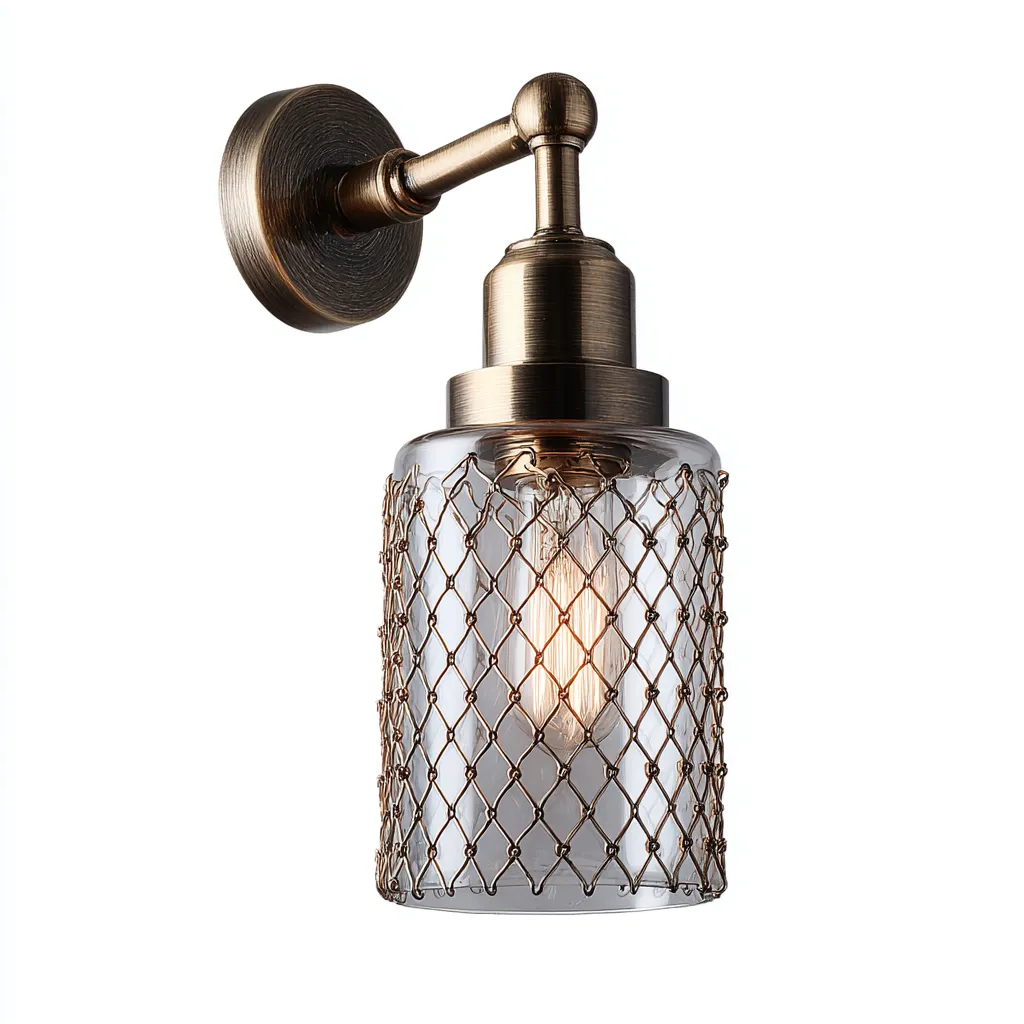 Wandleuchte Metall Glas 15x12x25 cm - bronze - Vintage-Design mit Netzstruktur und Glaskolben