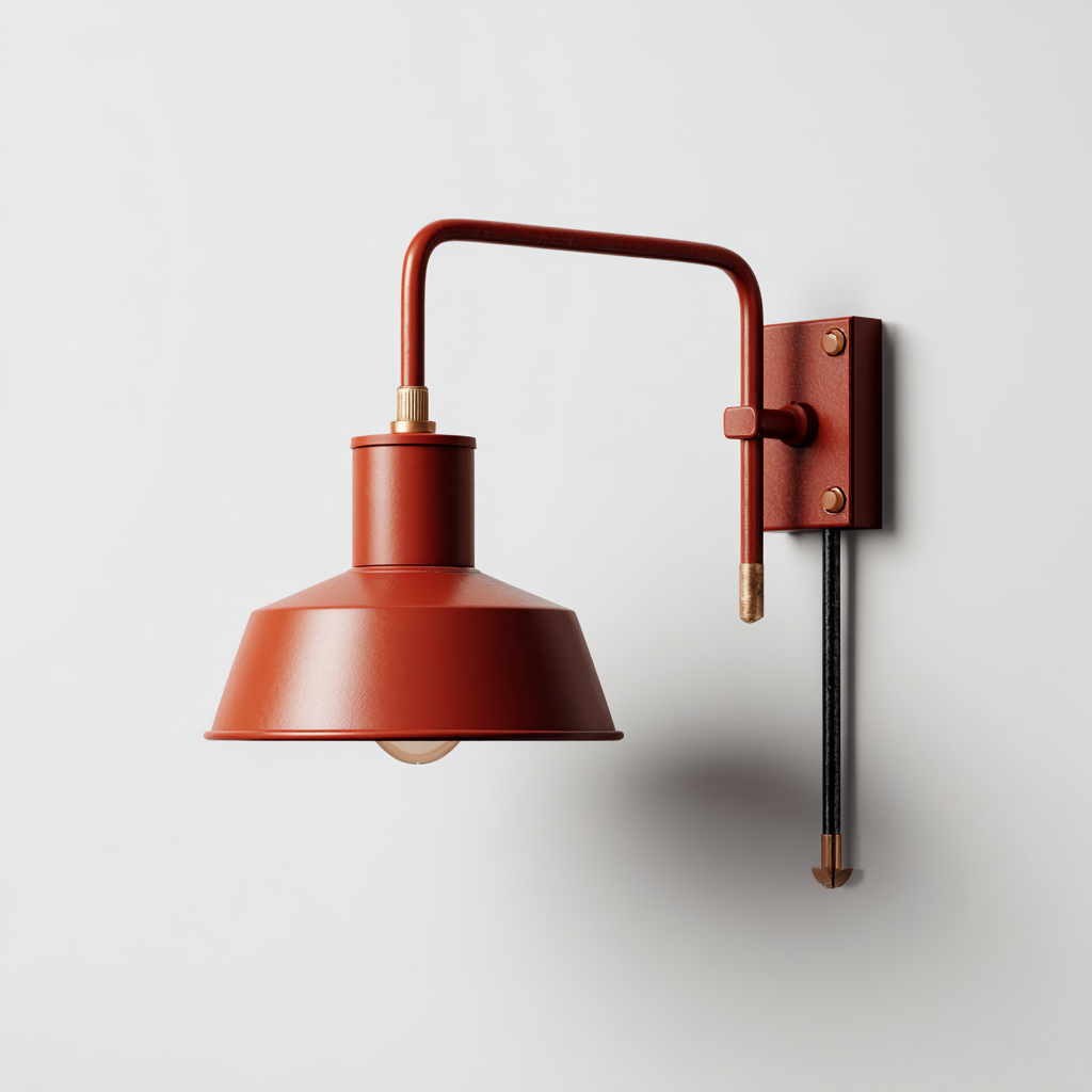 Wandlampe Metall 22x28x30 cm - rot-schwarz - industrielles Design mit verstellbarem Arm