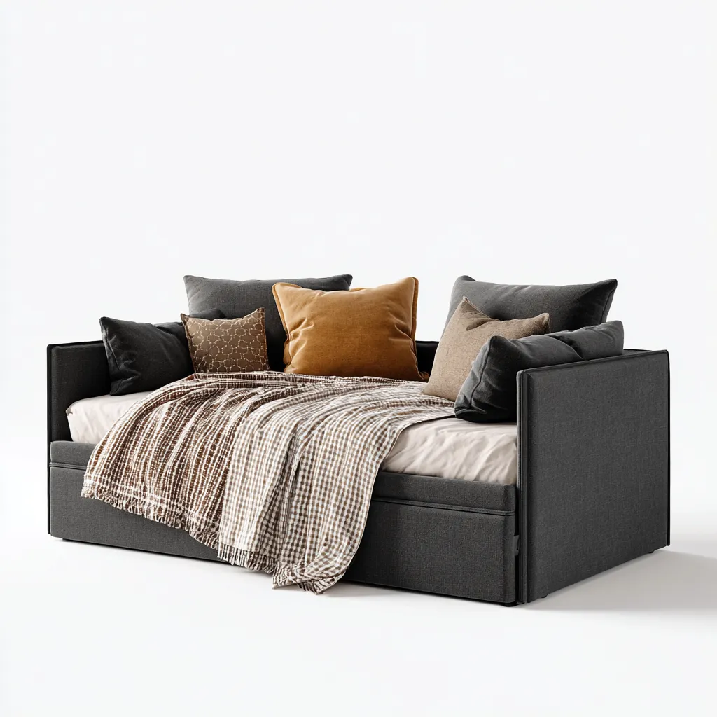 Schlafsofa Stoff 200x90x85 cm - dunkelgrau - modernes Design - mit ausziehbarem Bettkasten